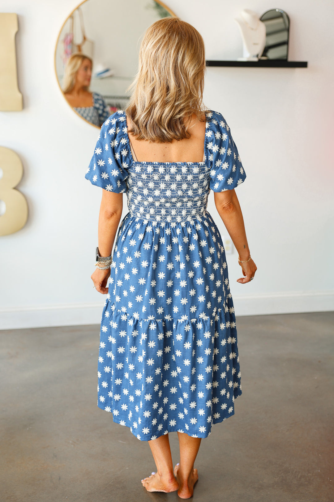 Embroidered Flower Denim Dress