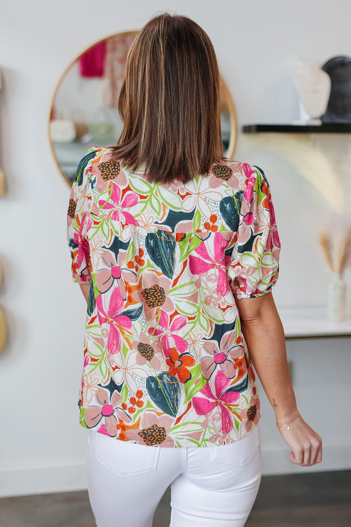 Floral Print Short Sleeve Top