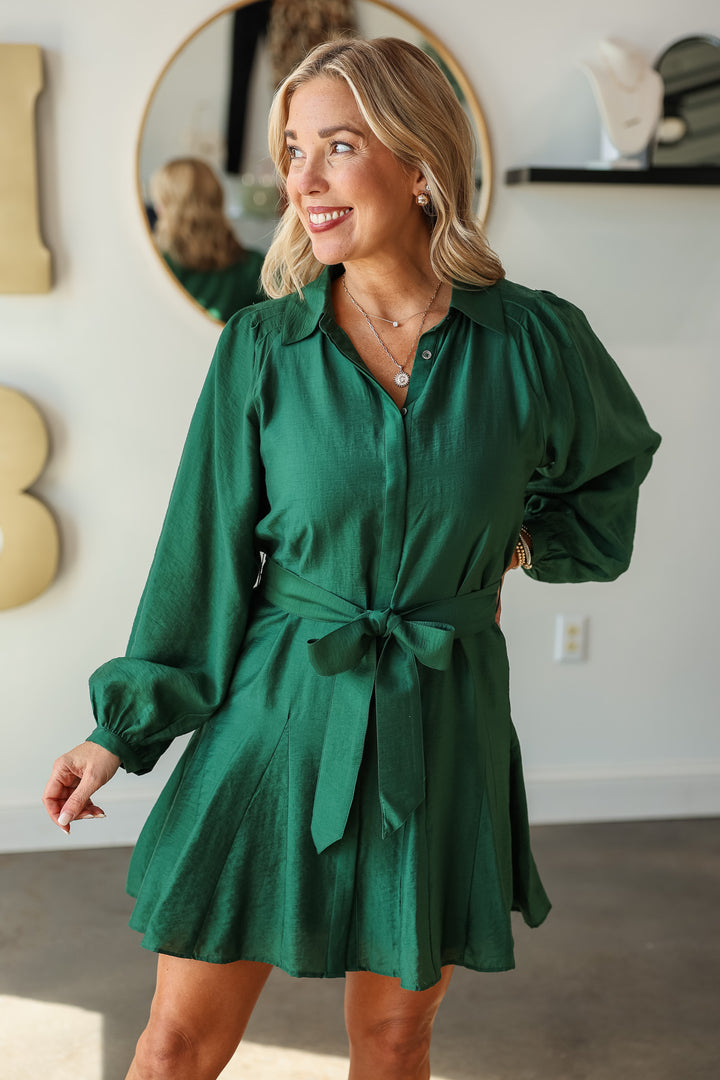 Tie Waist Dress - Green