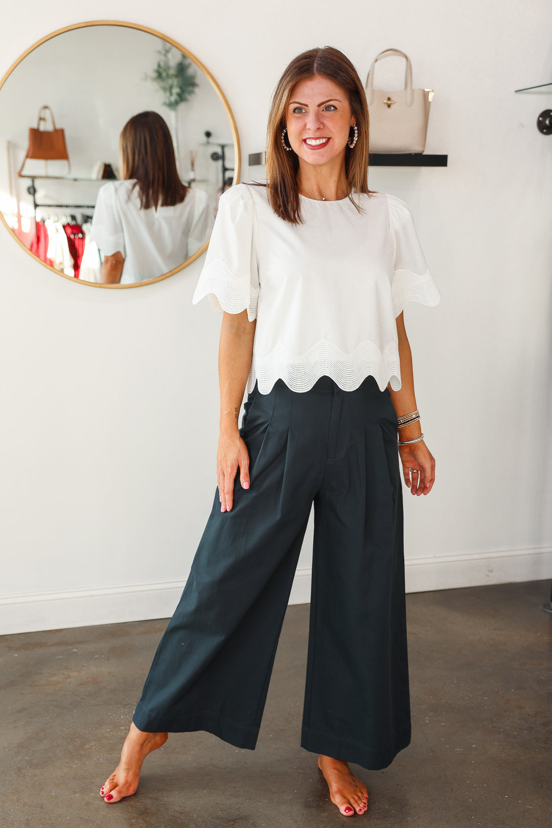Wide Leg Trousers - Navy