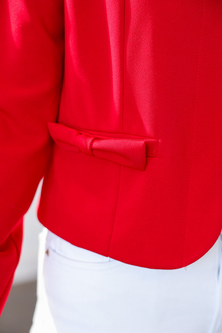 Bow Pocket Ponte Jacket - Red