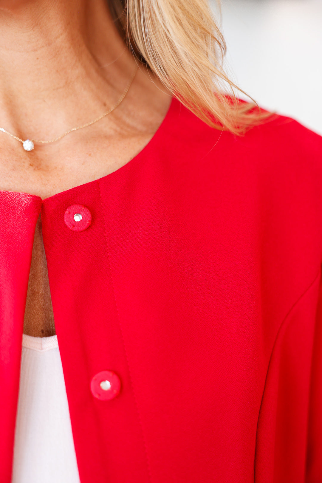 Bow Pocket Ponte Jacket - Red