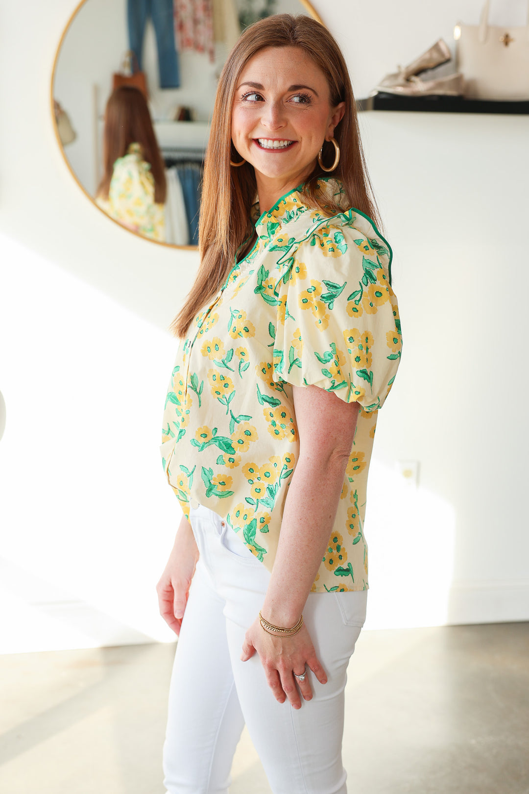 Ruffle Detail Sunflower Top - Yellow