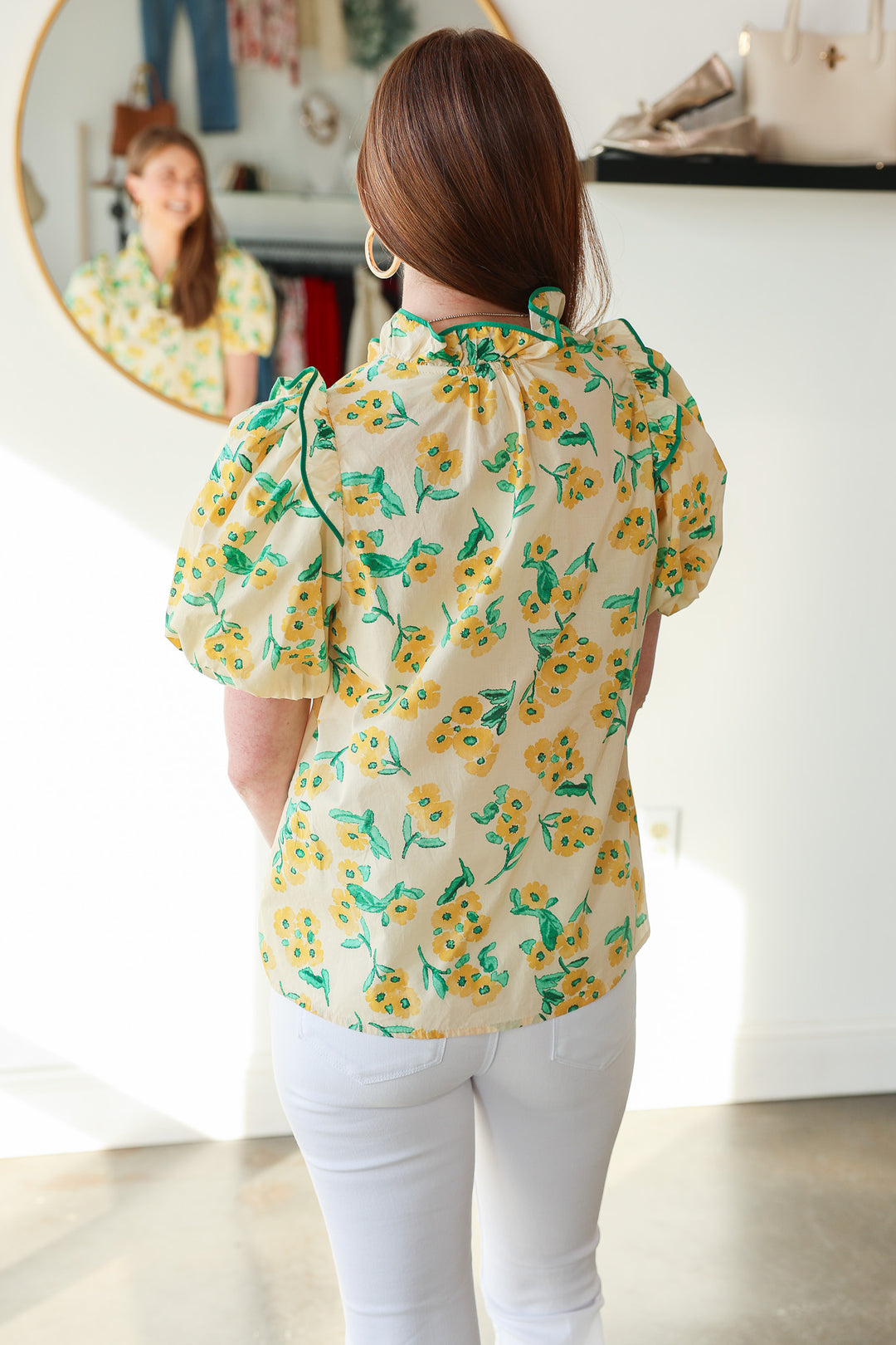 Ruffle Detail Sunflower Top - Yellow