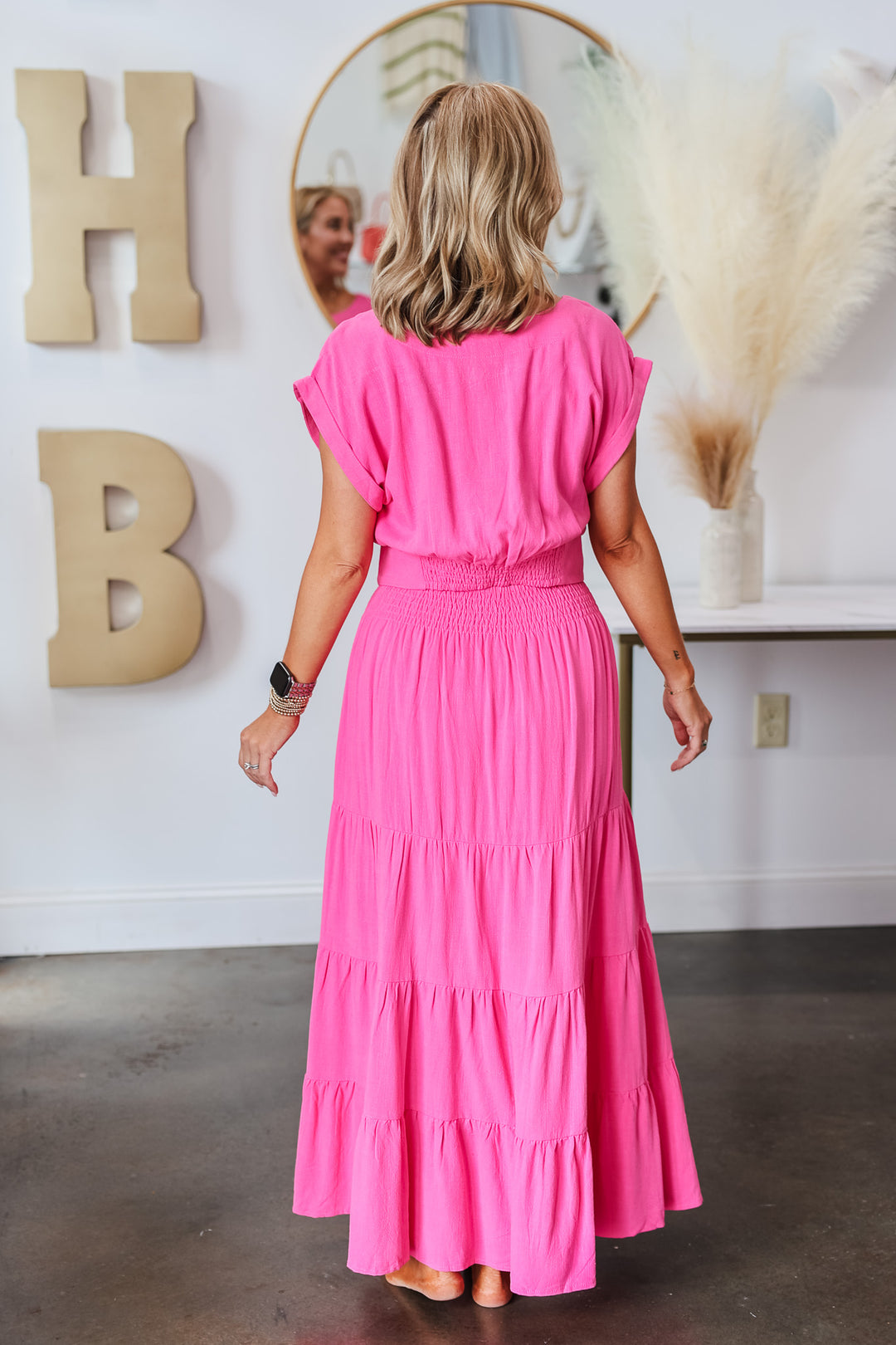 Linen Top/Skirt Set - Pink