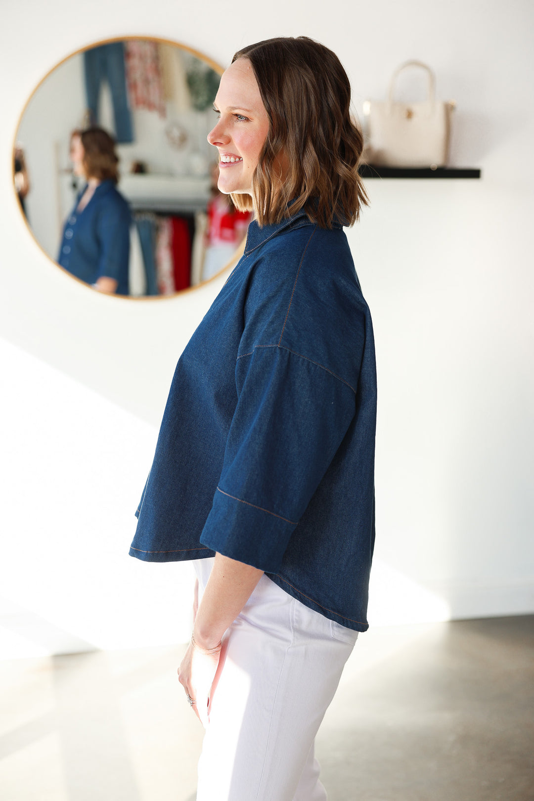 Denim Button Front Top