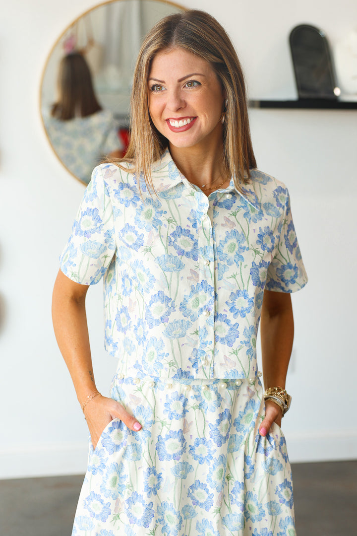 Blue Floral Set - Top