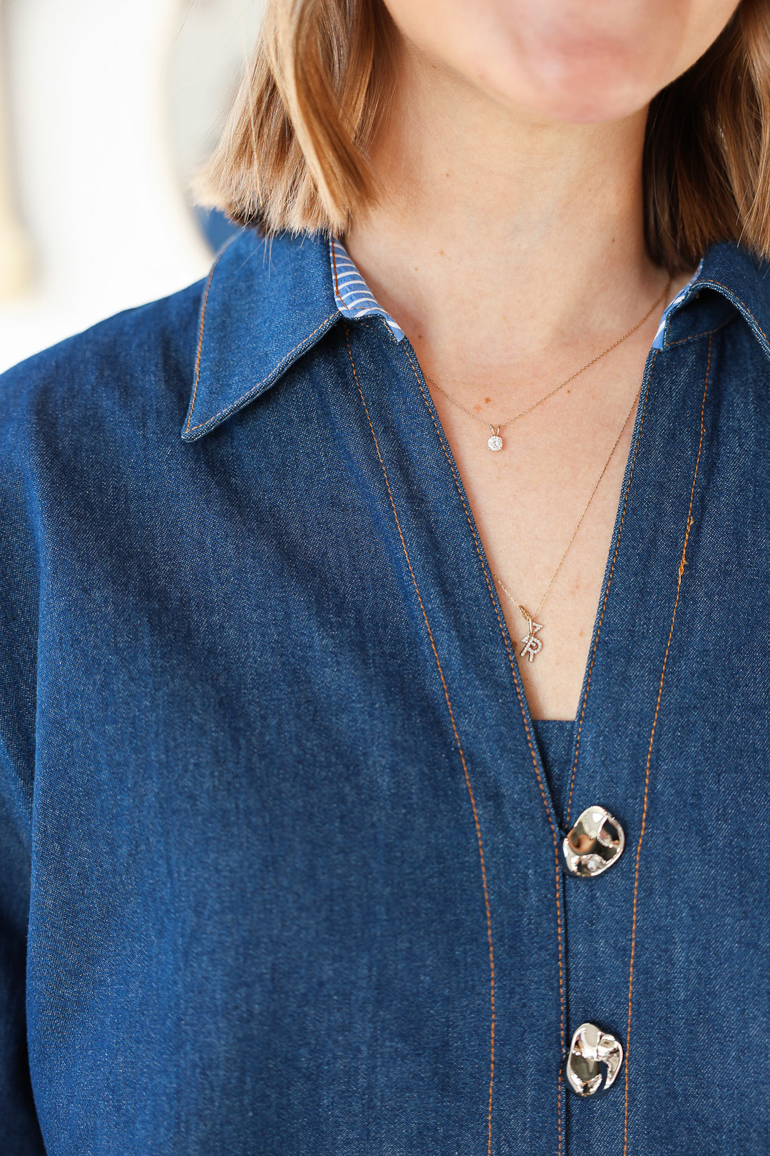 Denim Button Front Top