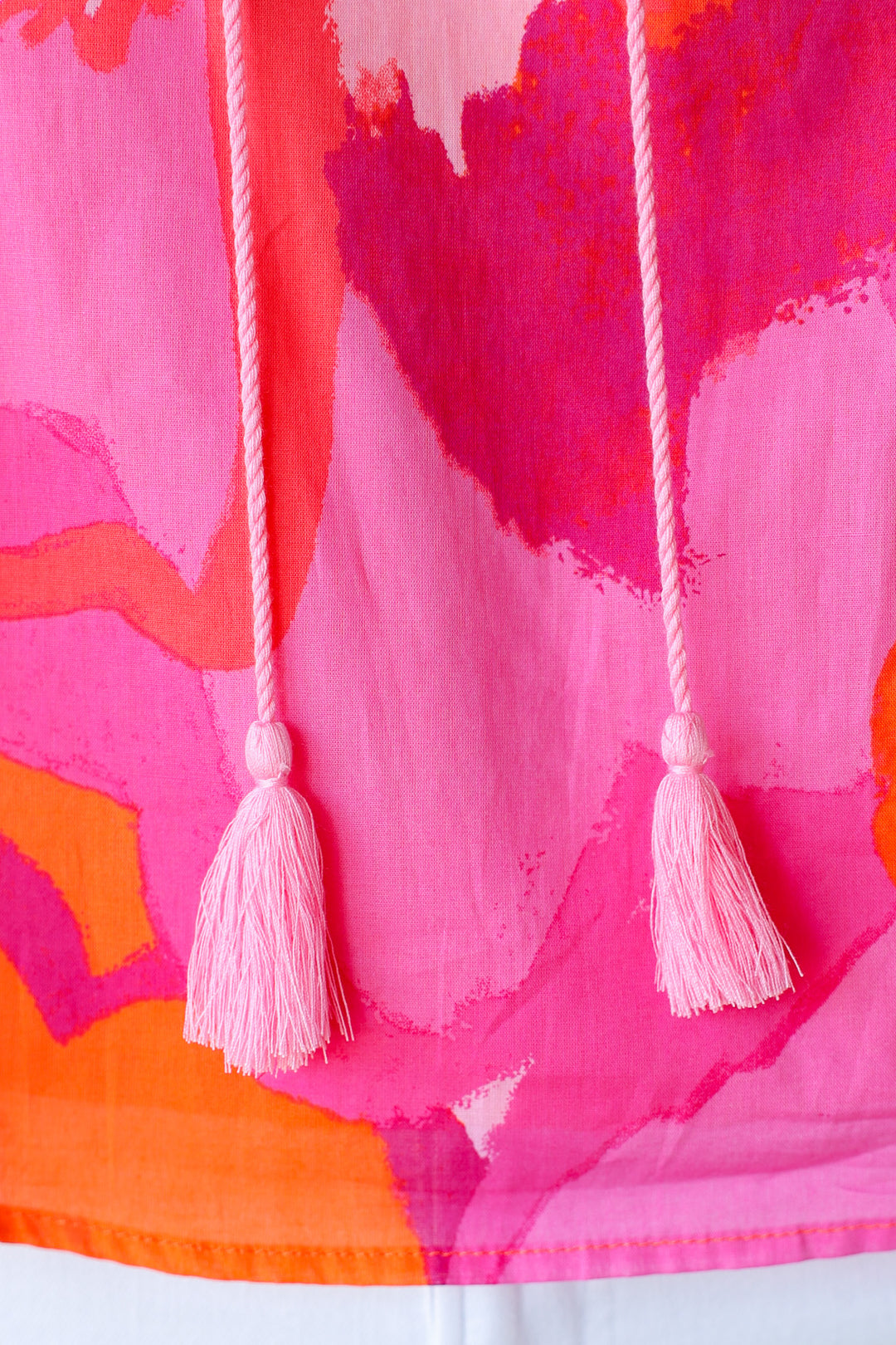 Printed Tassel Tie Top - Pink