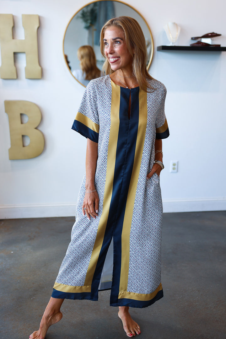 Contrast Trim Pattern Dress