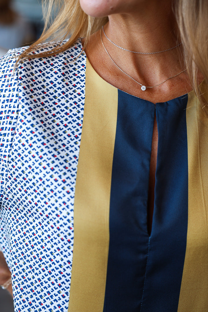 Contrast Trim Pattern Dress