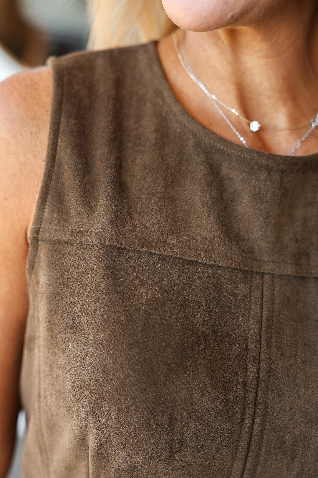 Faux Suede Dress - Wood