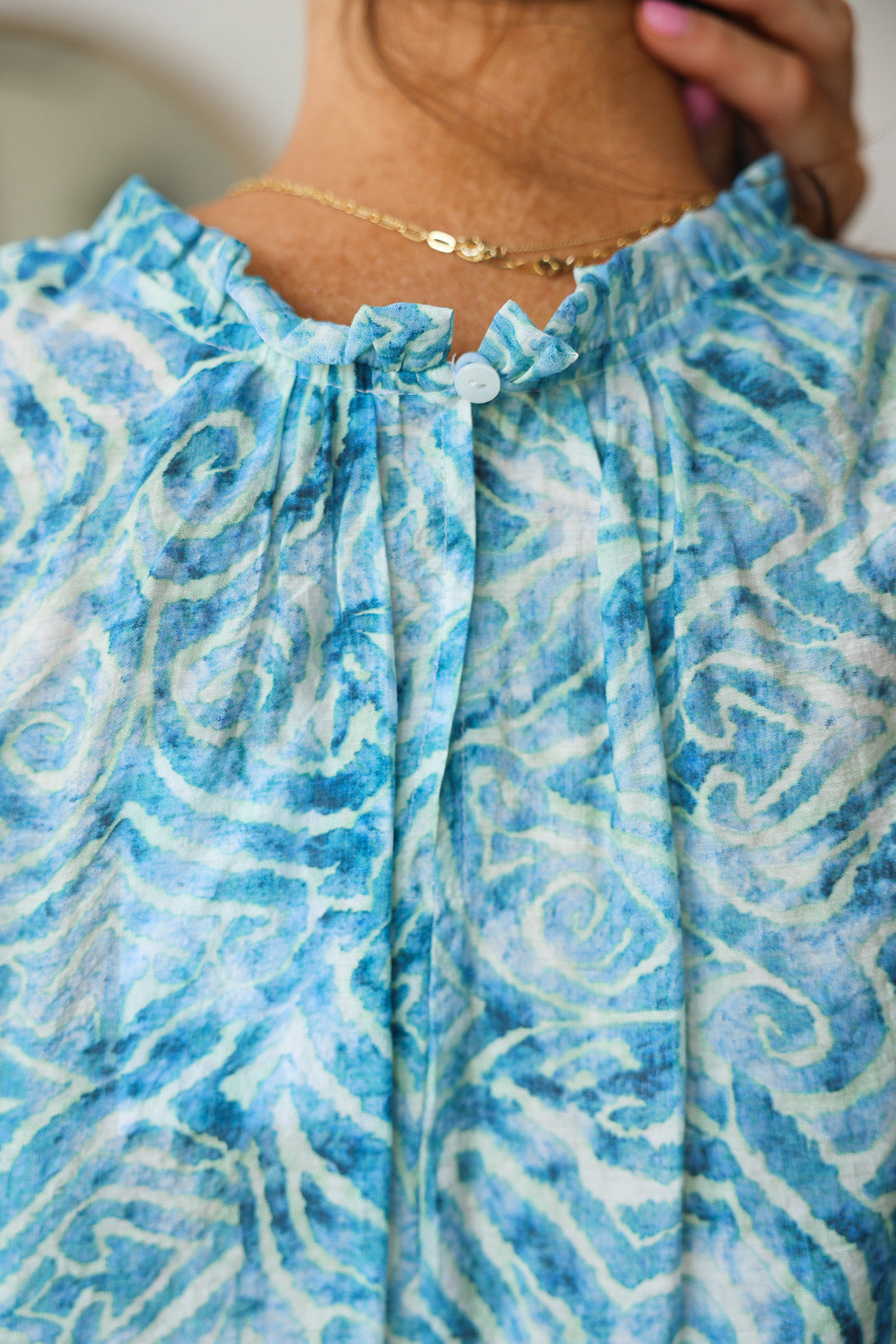 Ruched Shoulder Top - Blue