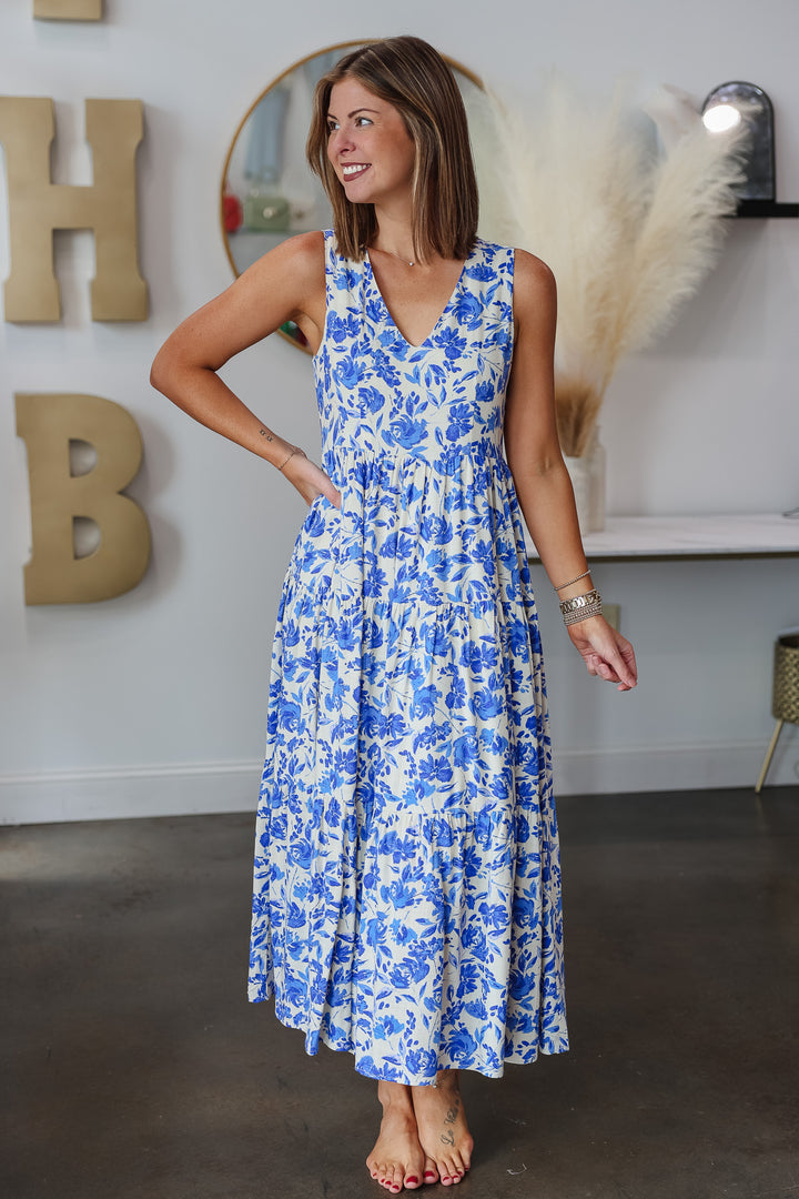 Floral Maxi Dress - Blue