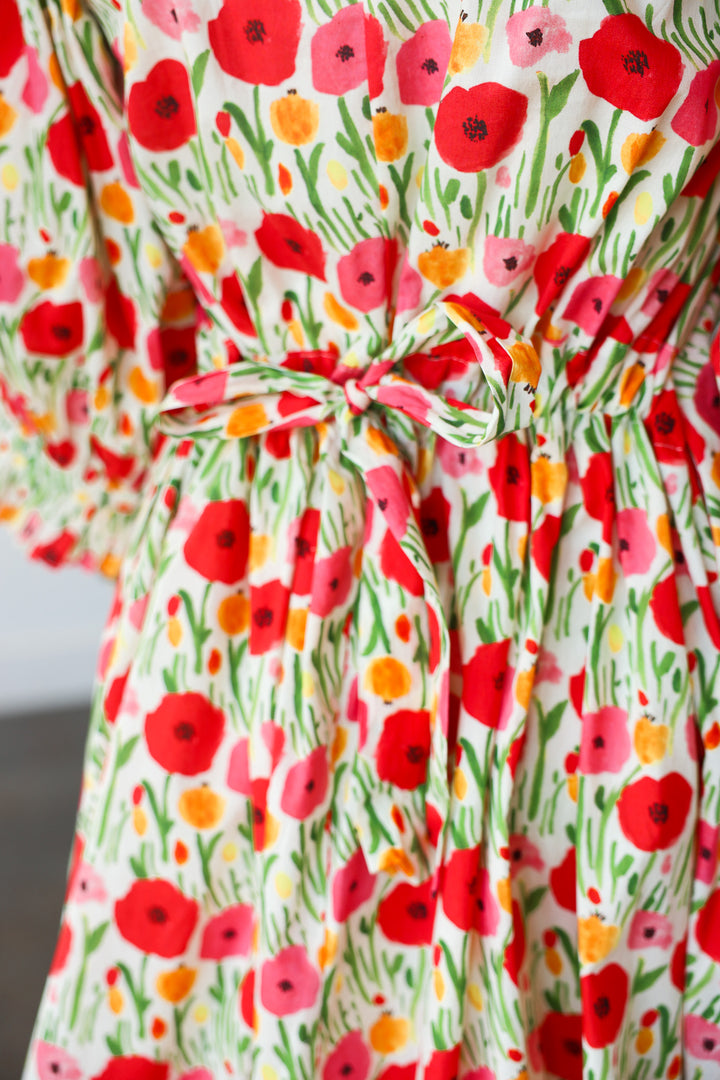 Ruffle Neck Floral Dress