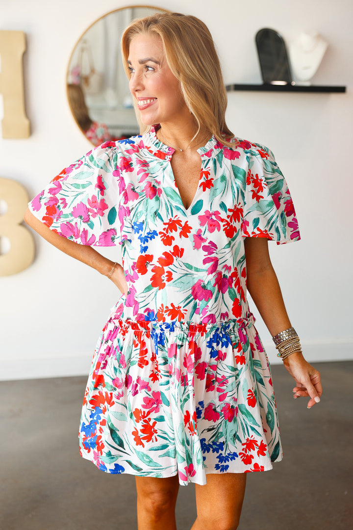 Drop Waist Blossoms Dress