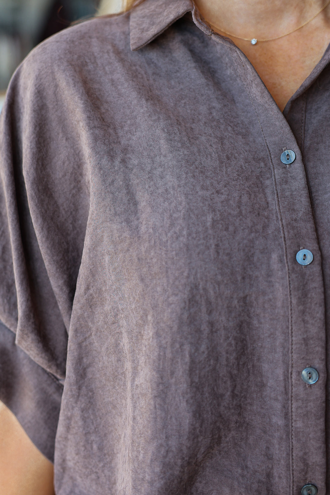 Button Front Top - Brown