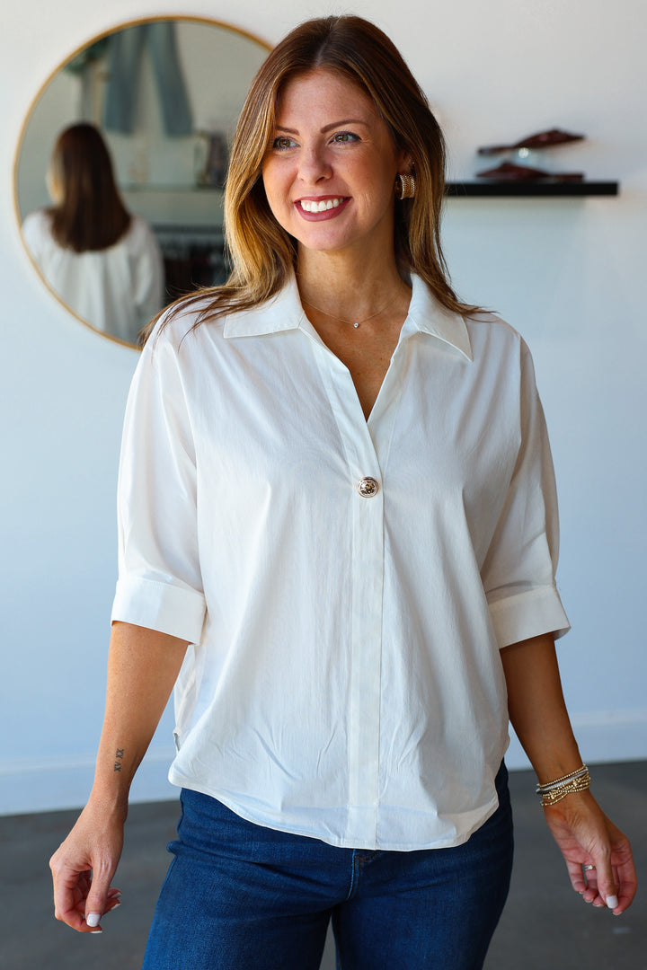Button Detail Front Top - Off White