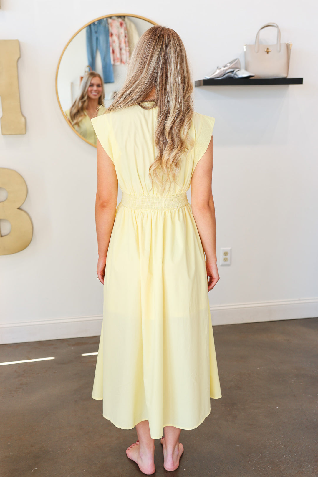 Front Zip Midi Dress - Yellow