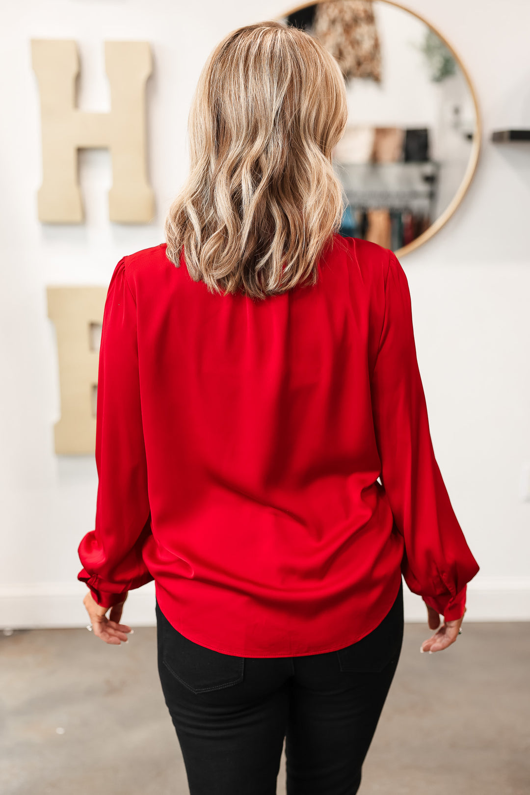 Tie Neck Blouse - Red