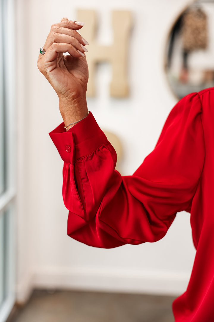 Tie Neck Blouse - Red