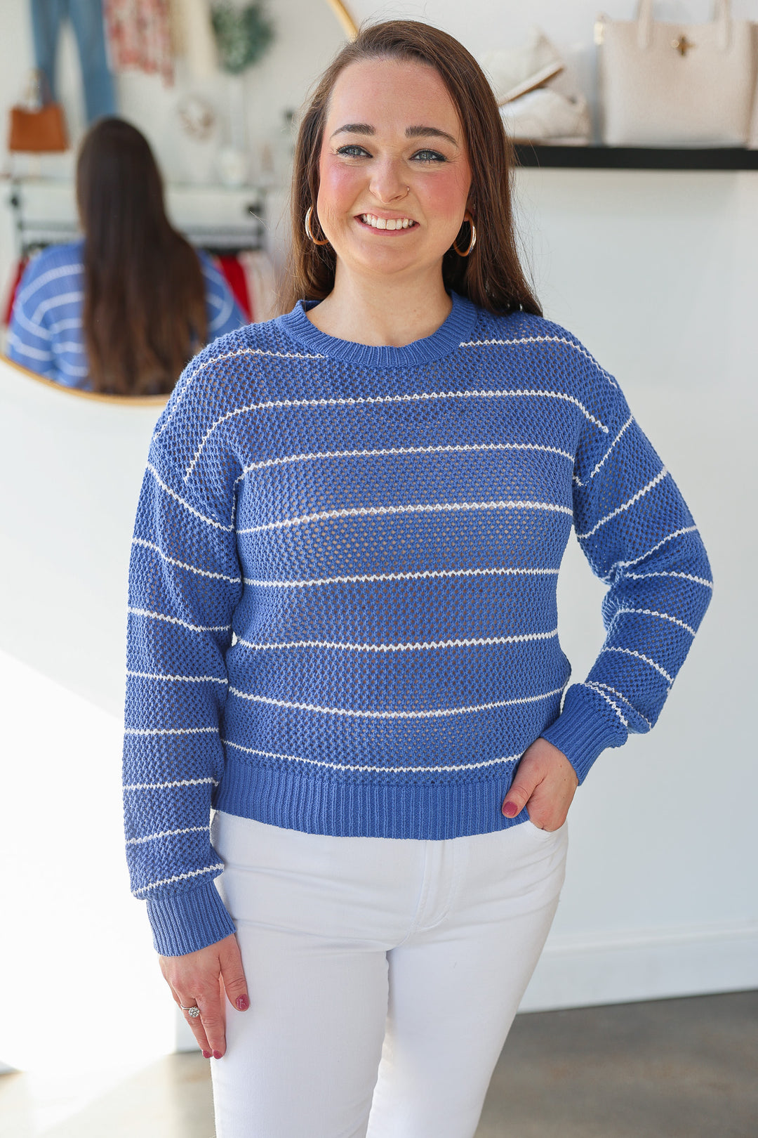 Open Knit Sweater - Pacific