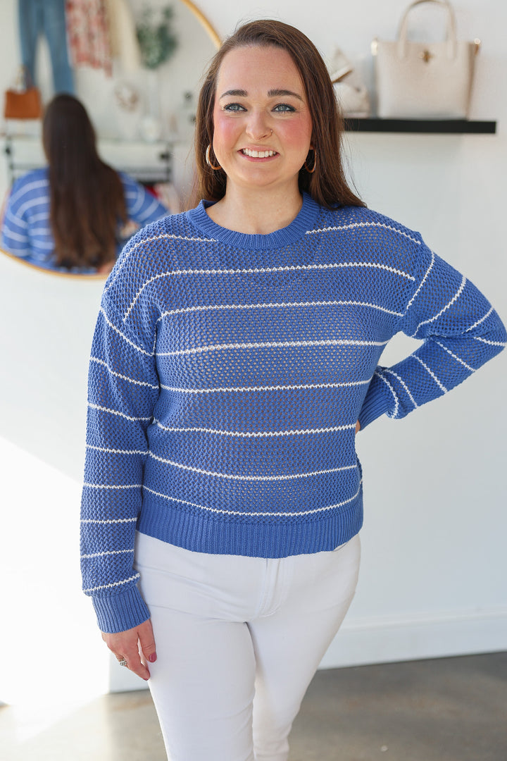 Open Knit Sweater - Pacific