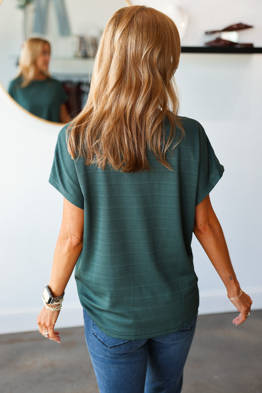 Ribbed Knit Top - Dark Green