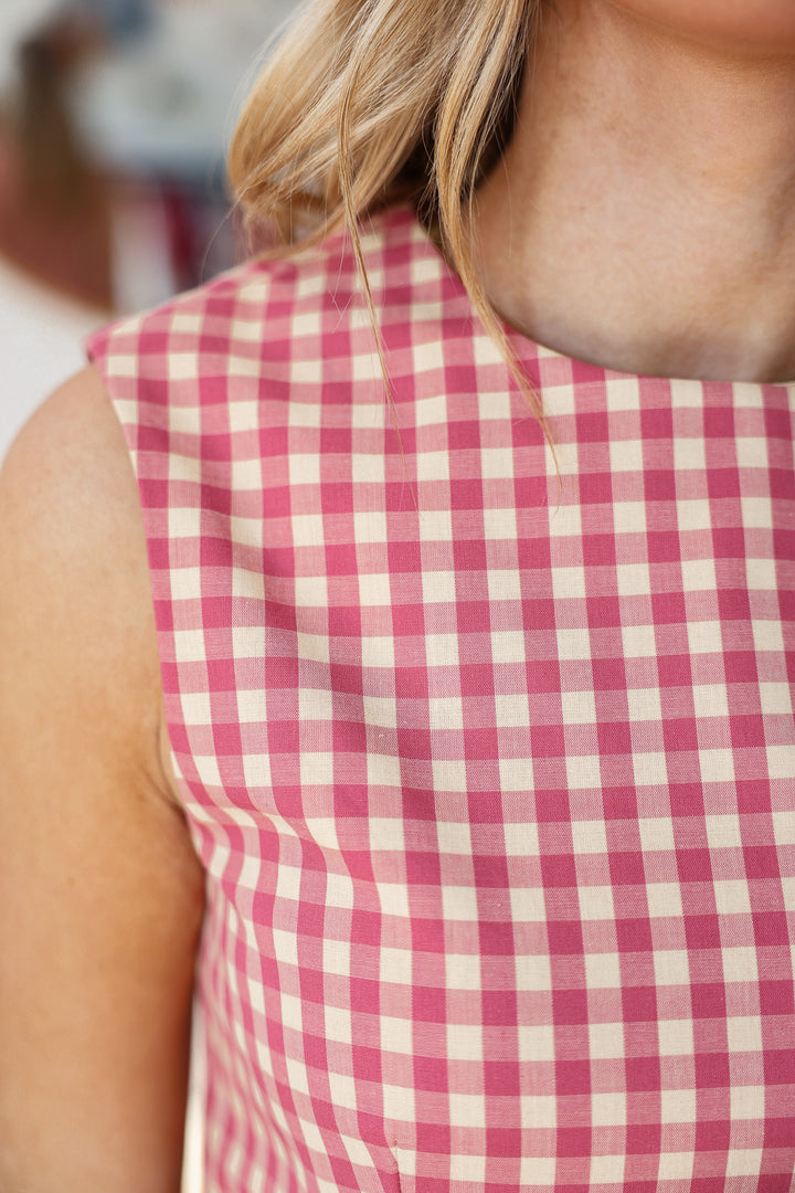 Gingham Mini Dress - Pink