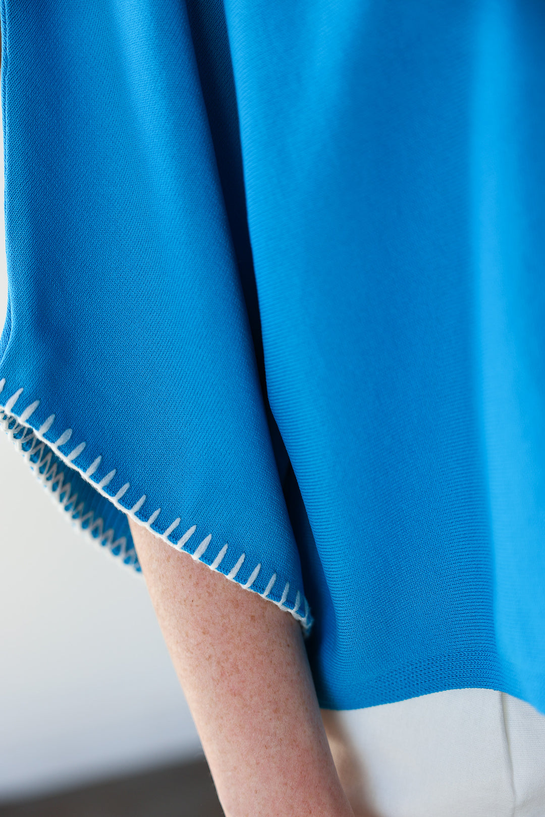 Stitch Trim Knit Top - Cerulean