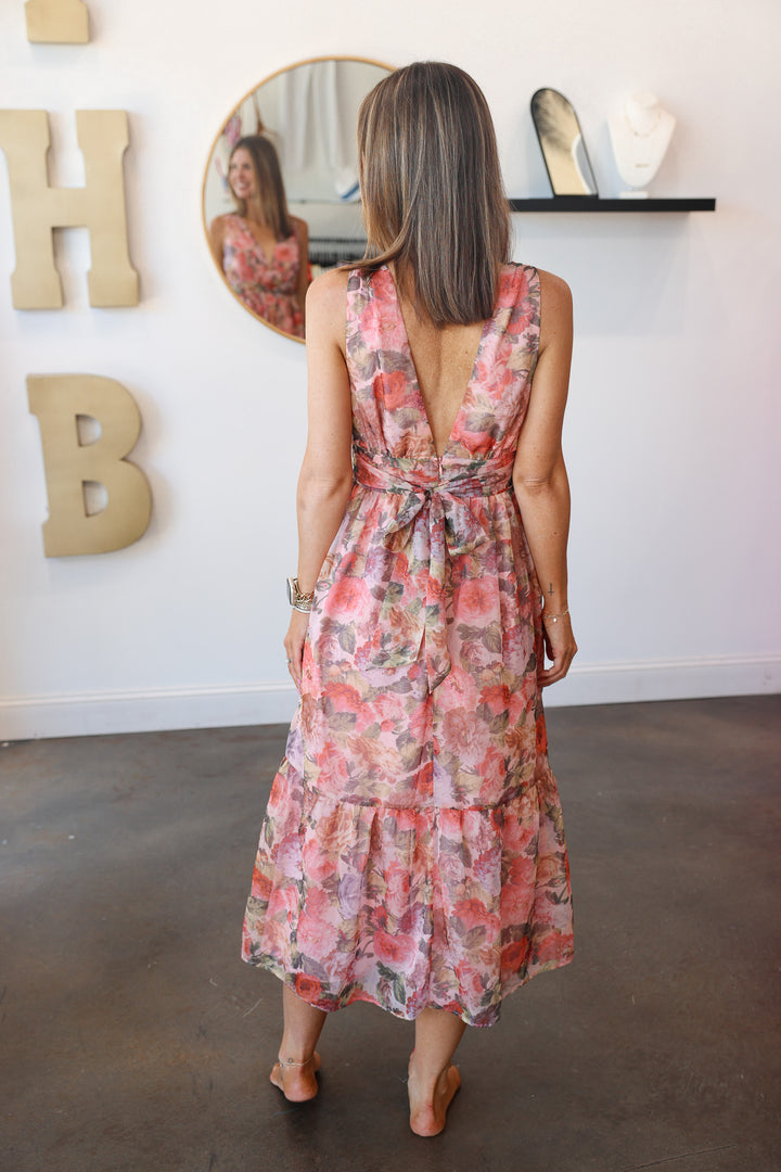 Chiffon Midi Dress - Mauve/Blush