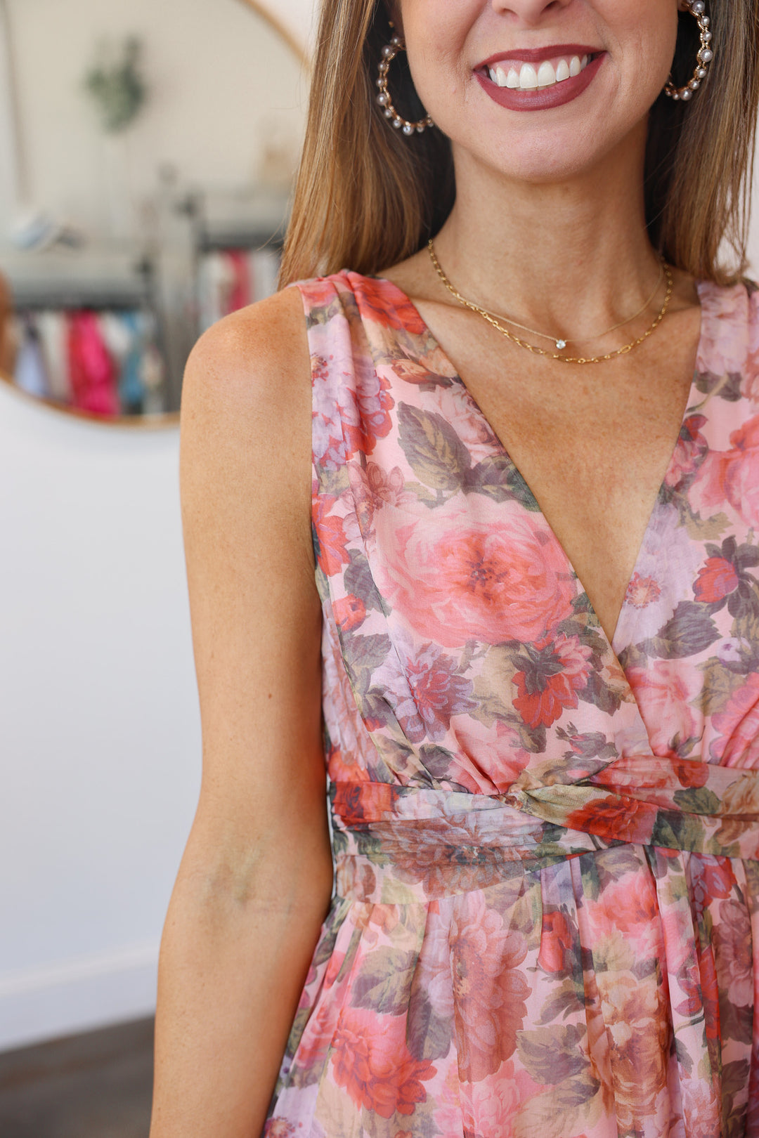 Chiffon Midi Dress - Mauve/Blush