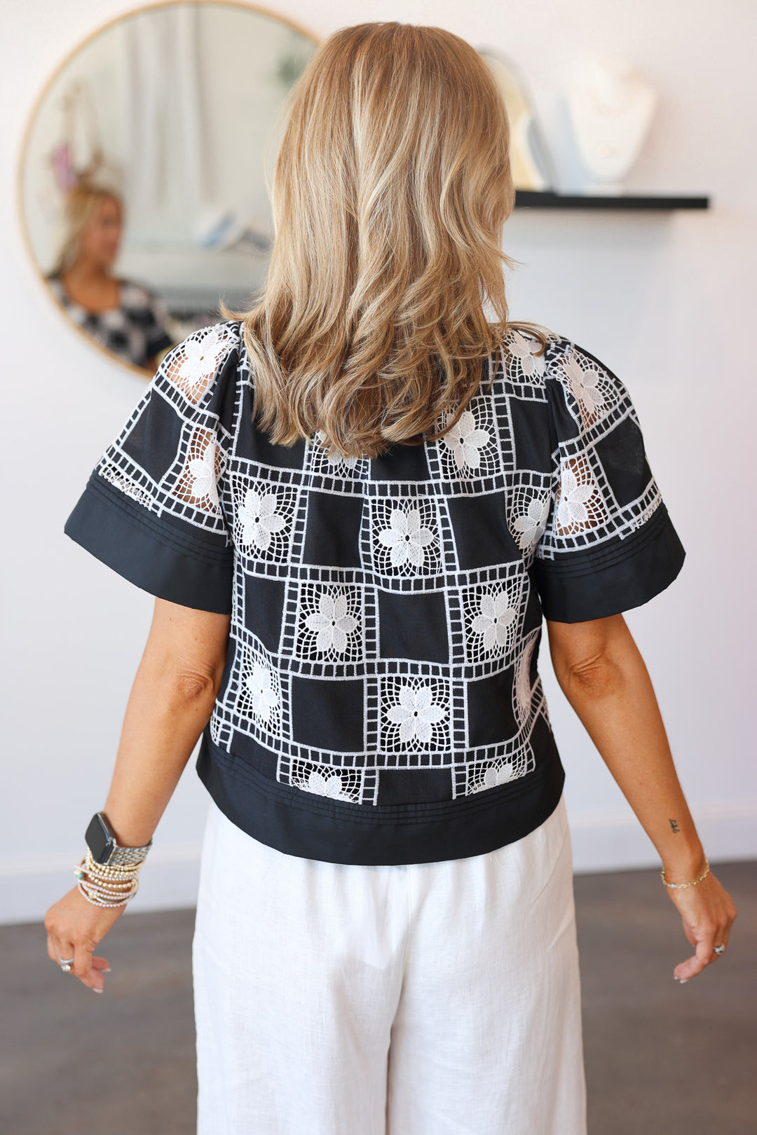 Lace Square Top - Black