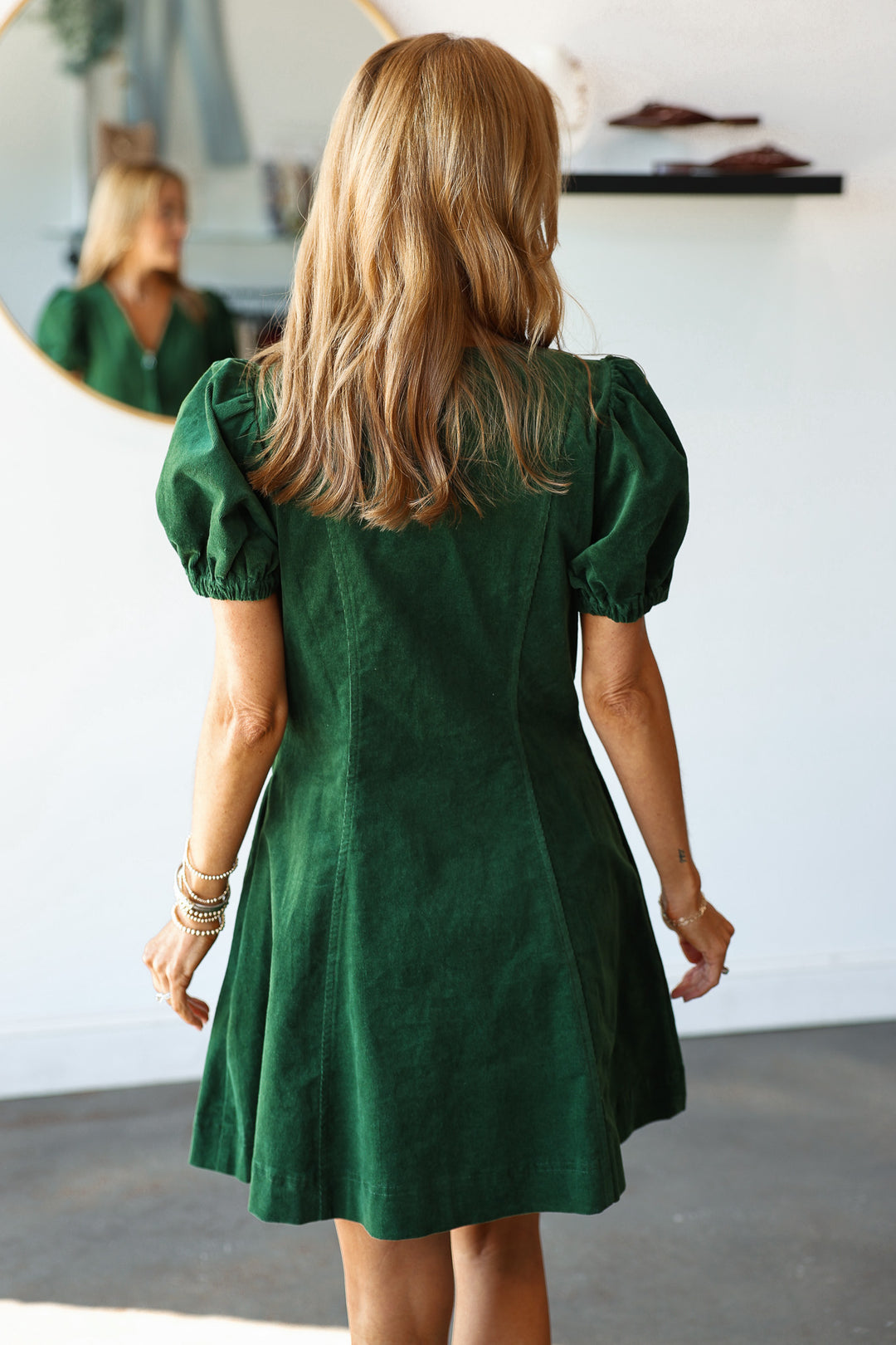 Front Zip Corduroy Dress - Hunter Green
