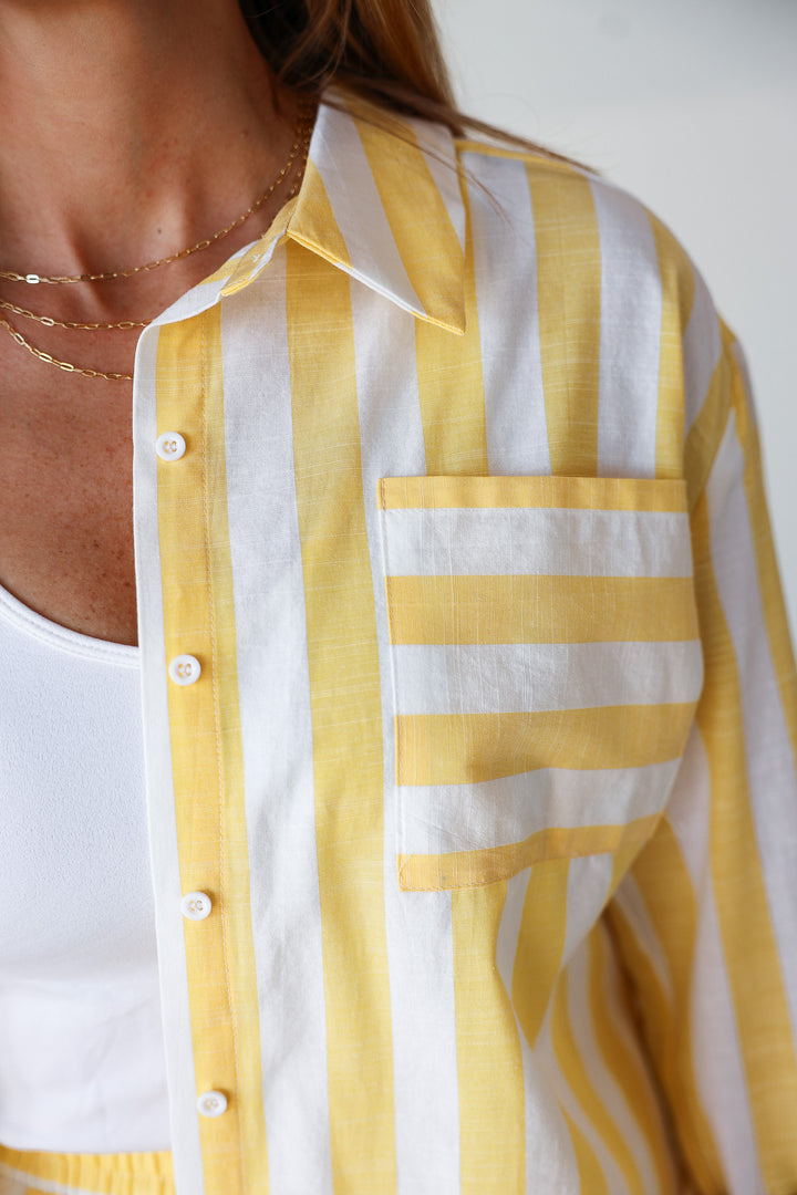 Striped Button Down Top - Yellow