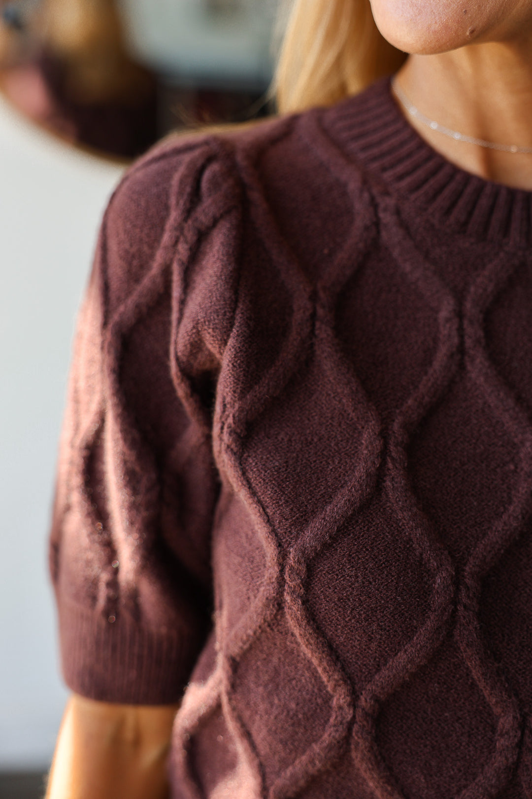 Short Sleeve Sweater - Brown