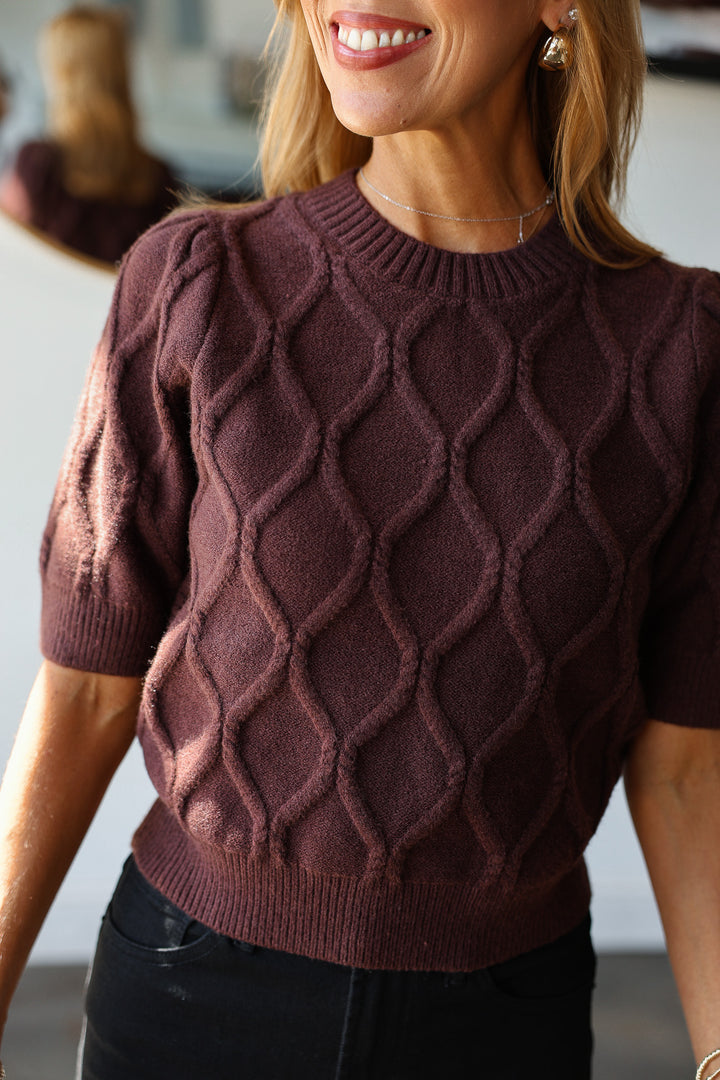 Short Sleeve Sweater - Brown