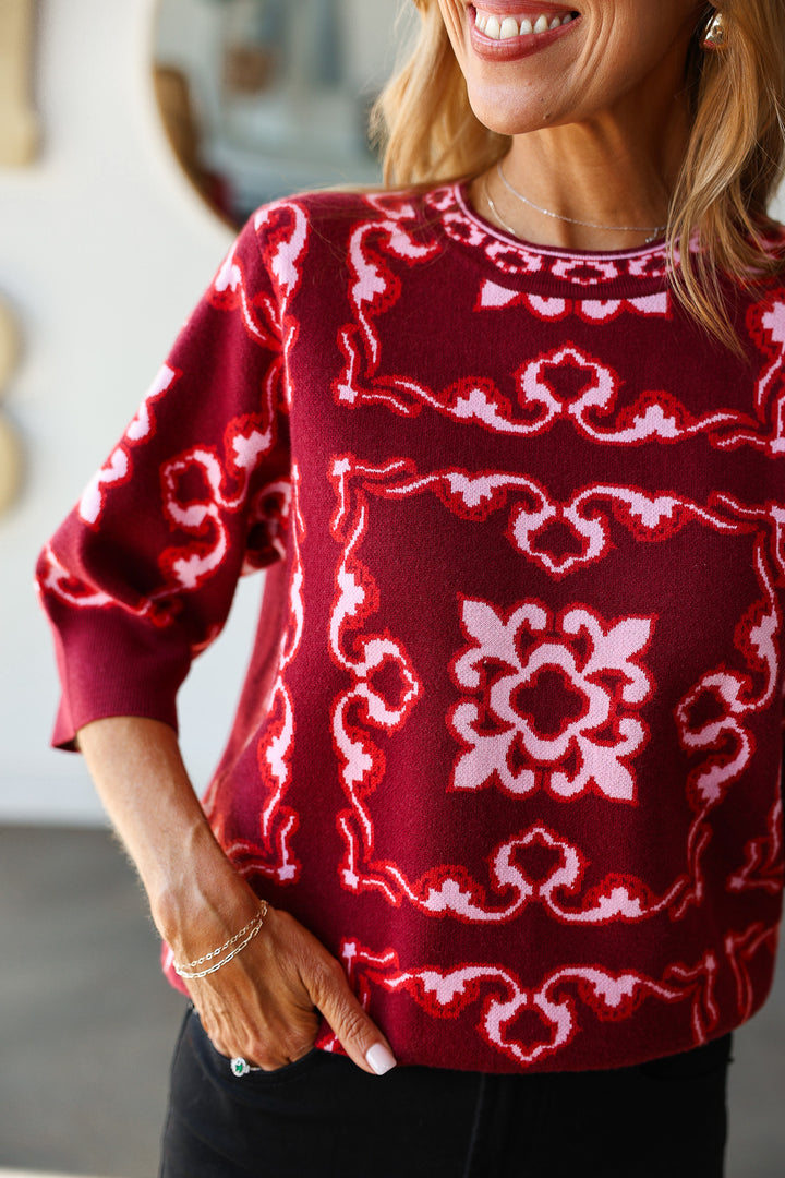 Half Sleeve Sweater - Burgundy