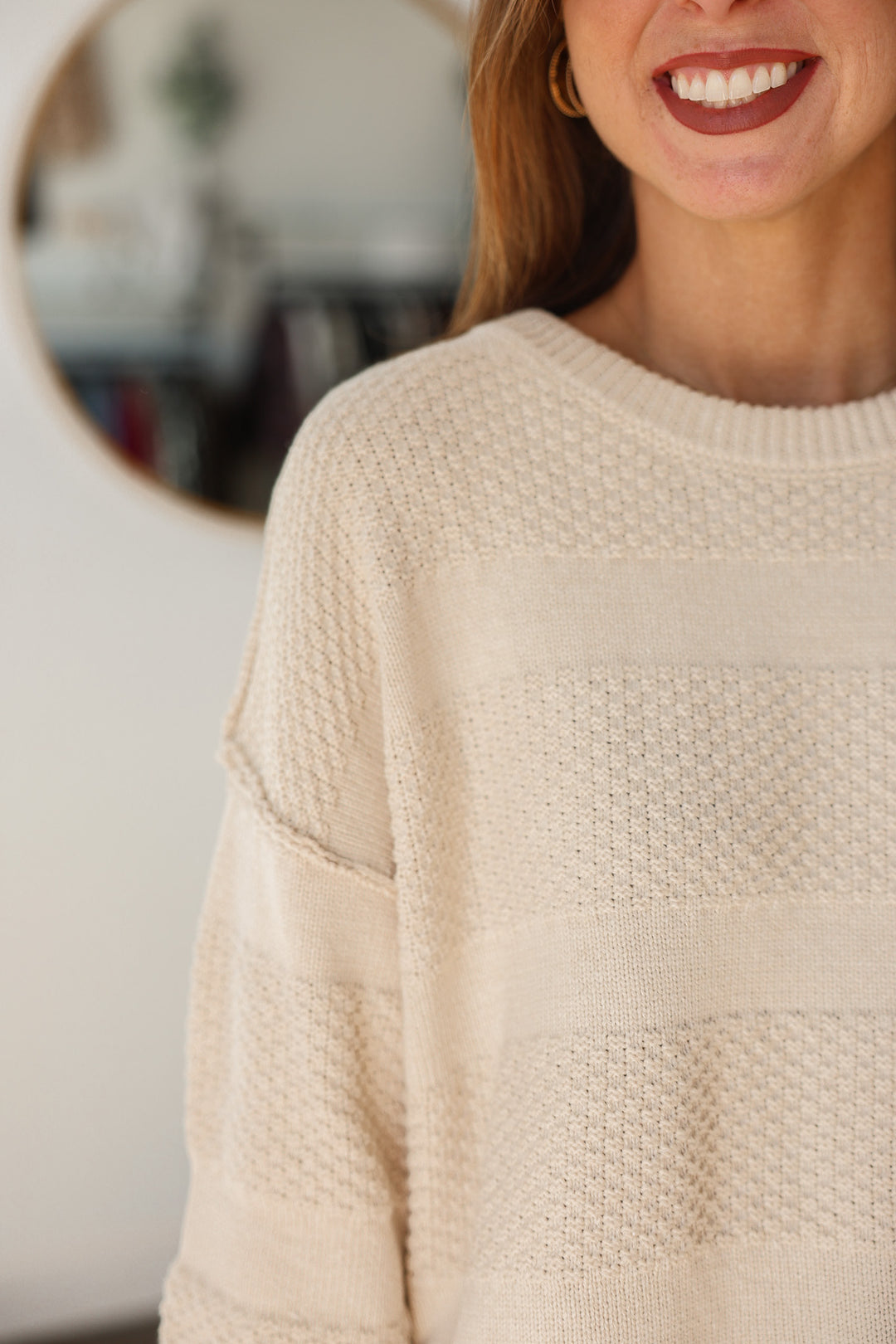 Textured Stripe Sweater - Natural