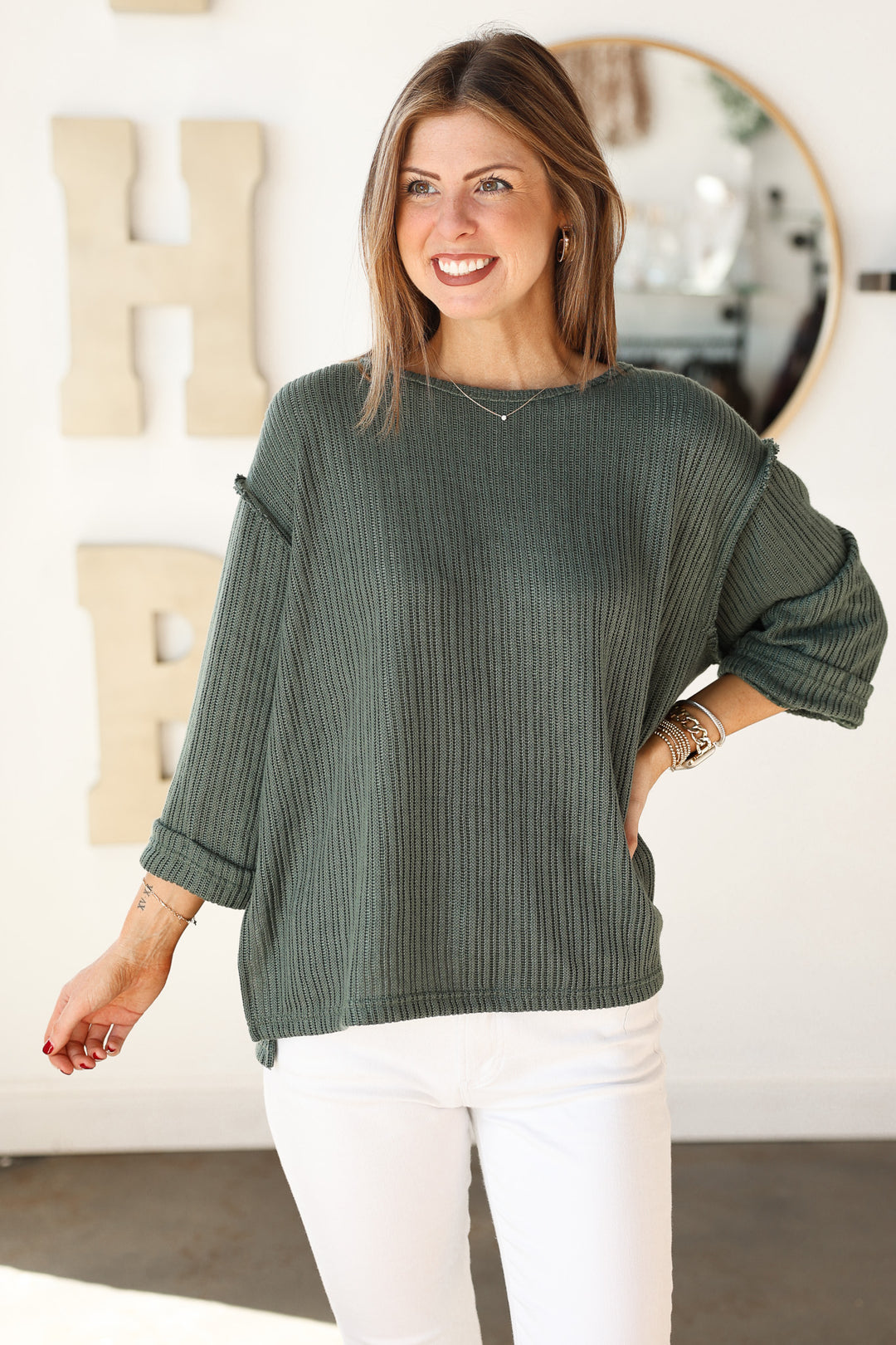 Oversized Knit Top - Slate