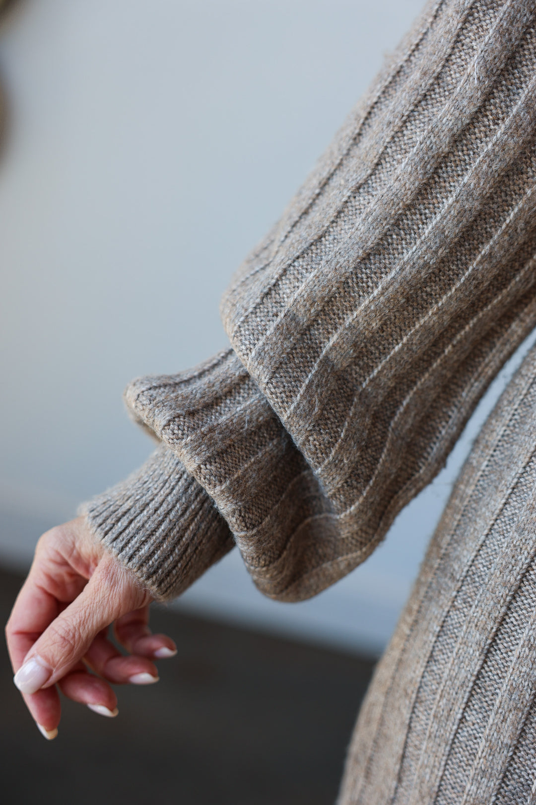 Ribbed Sweater Midi Dress - Taupe