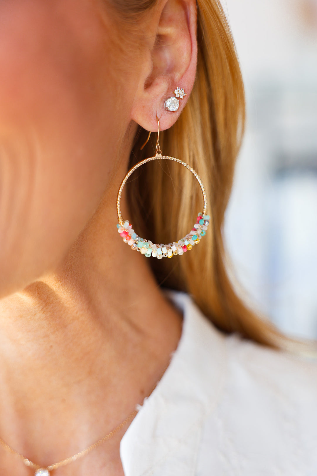 Colorful Beaded Circle Earrings