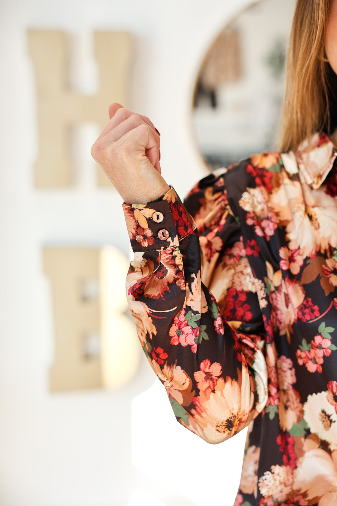 Floral Print Satin Blouse