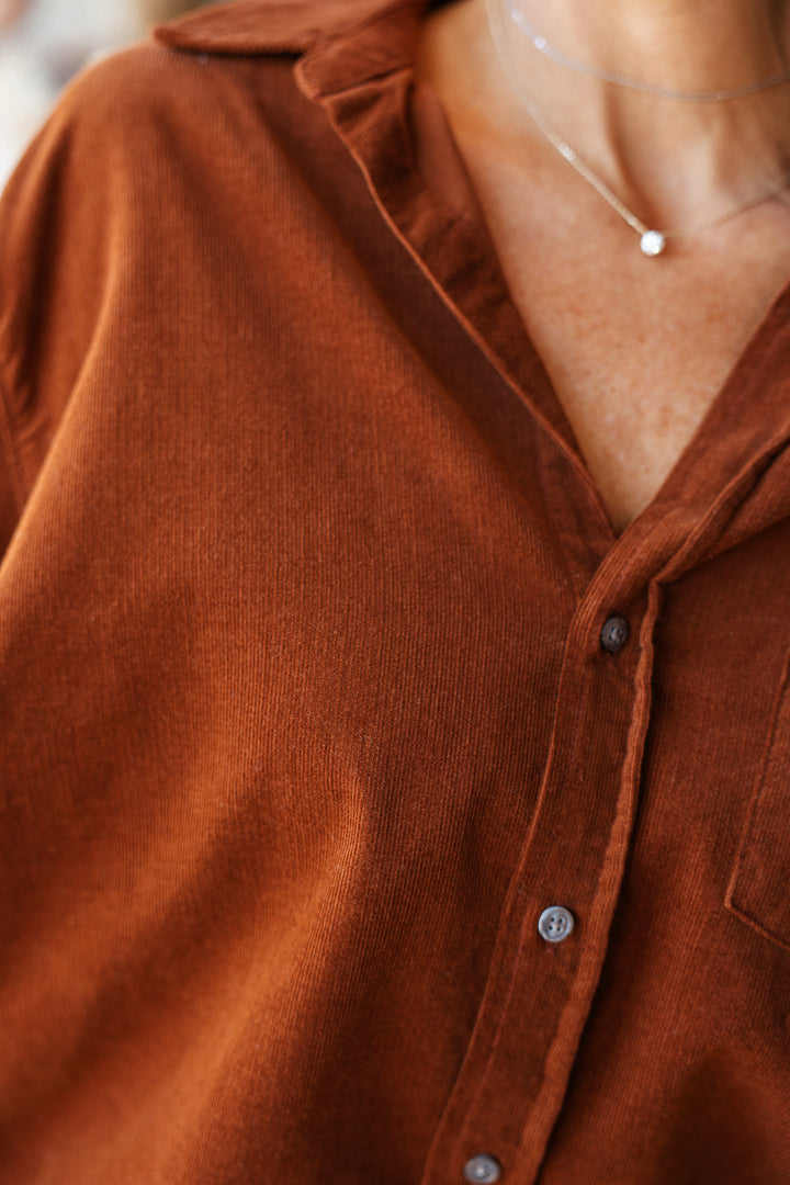 Corduroy Button Down - Cappuccino