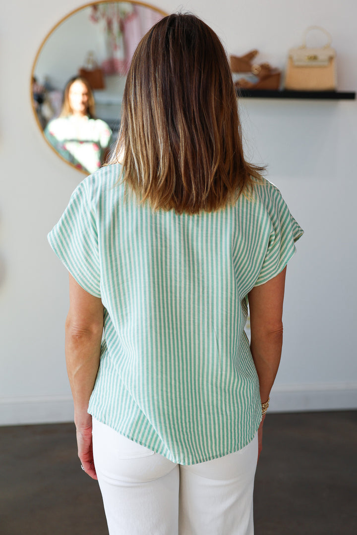 Floral Embroidered Striped Top