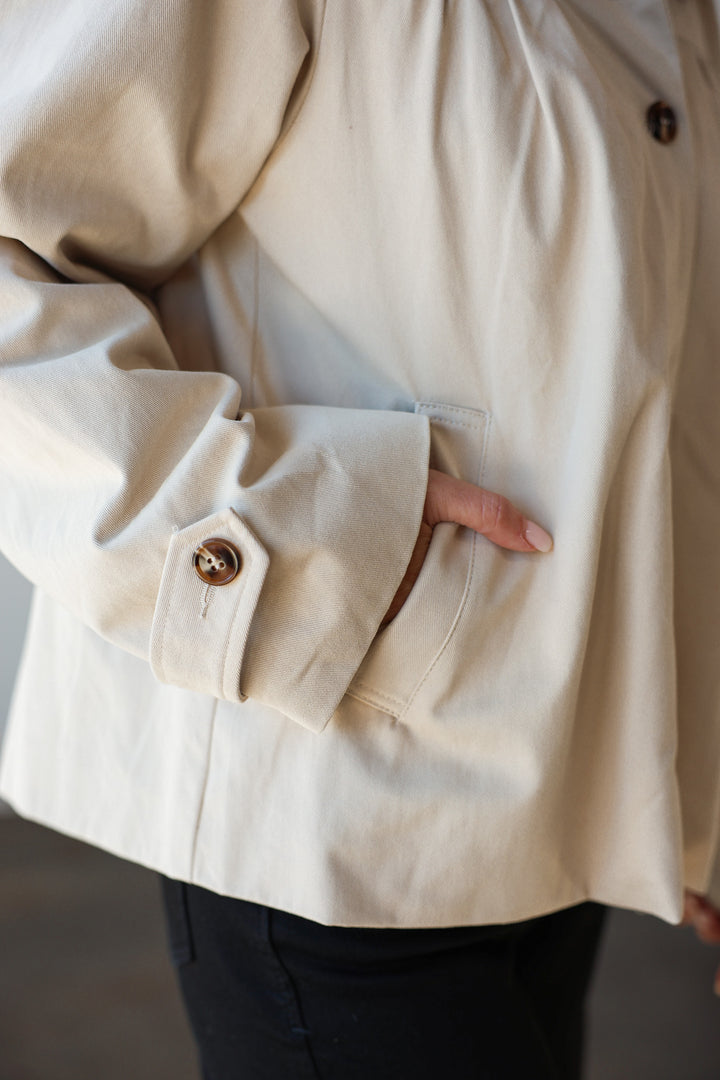 Ruched Front Jacket - Cream