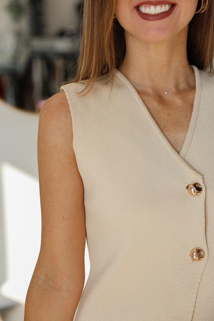 Knit Sweater Vest - Taupe