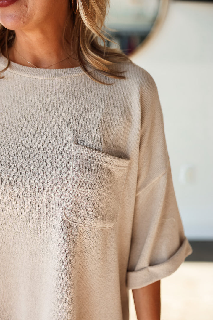 Sweater Knit Top - Taupe