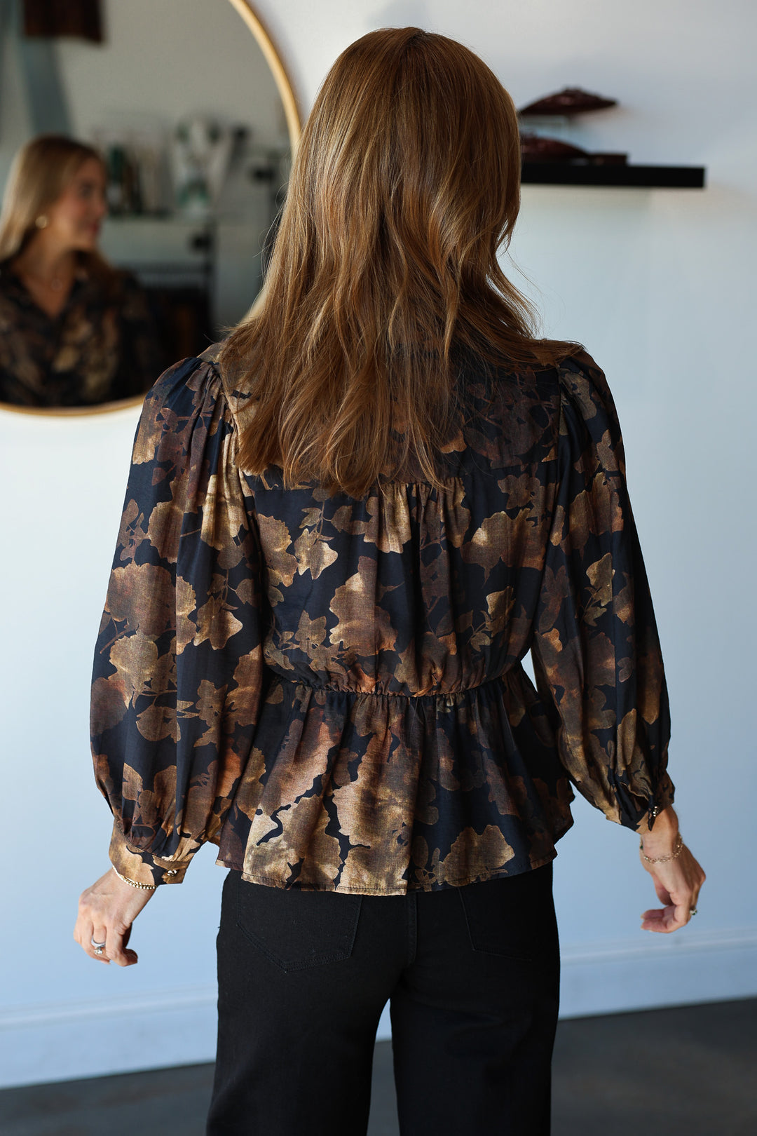 Tie Waist Printed Peplum Top