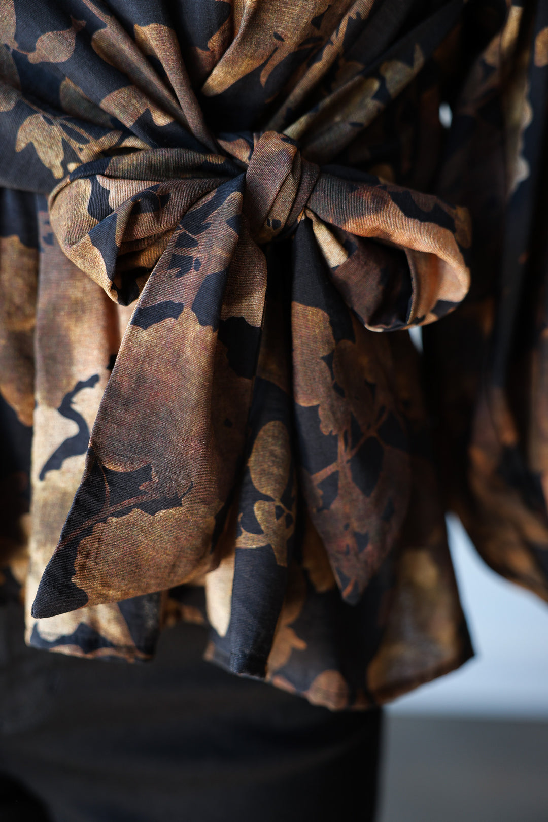 Tie Waist Printed Peplum Top
